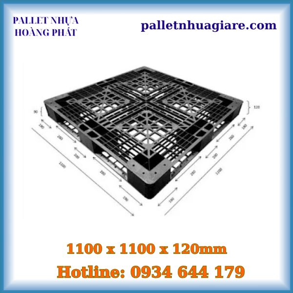 Pallet Nhựa Mới 1100 x 1100 x 120mm Màu Đen (1)